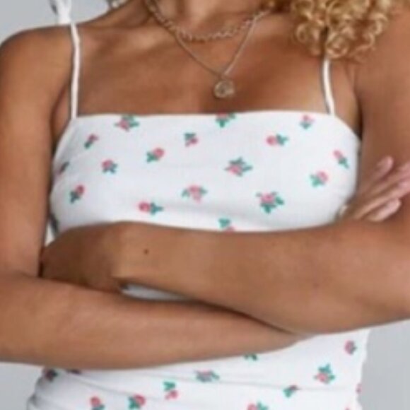 Princess Polly White Tulip Floral Print Square Neck Ruched Mini Bodycon Dress - Picture 2 of 2